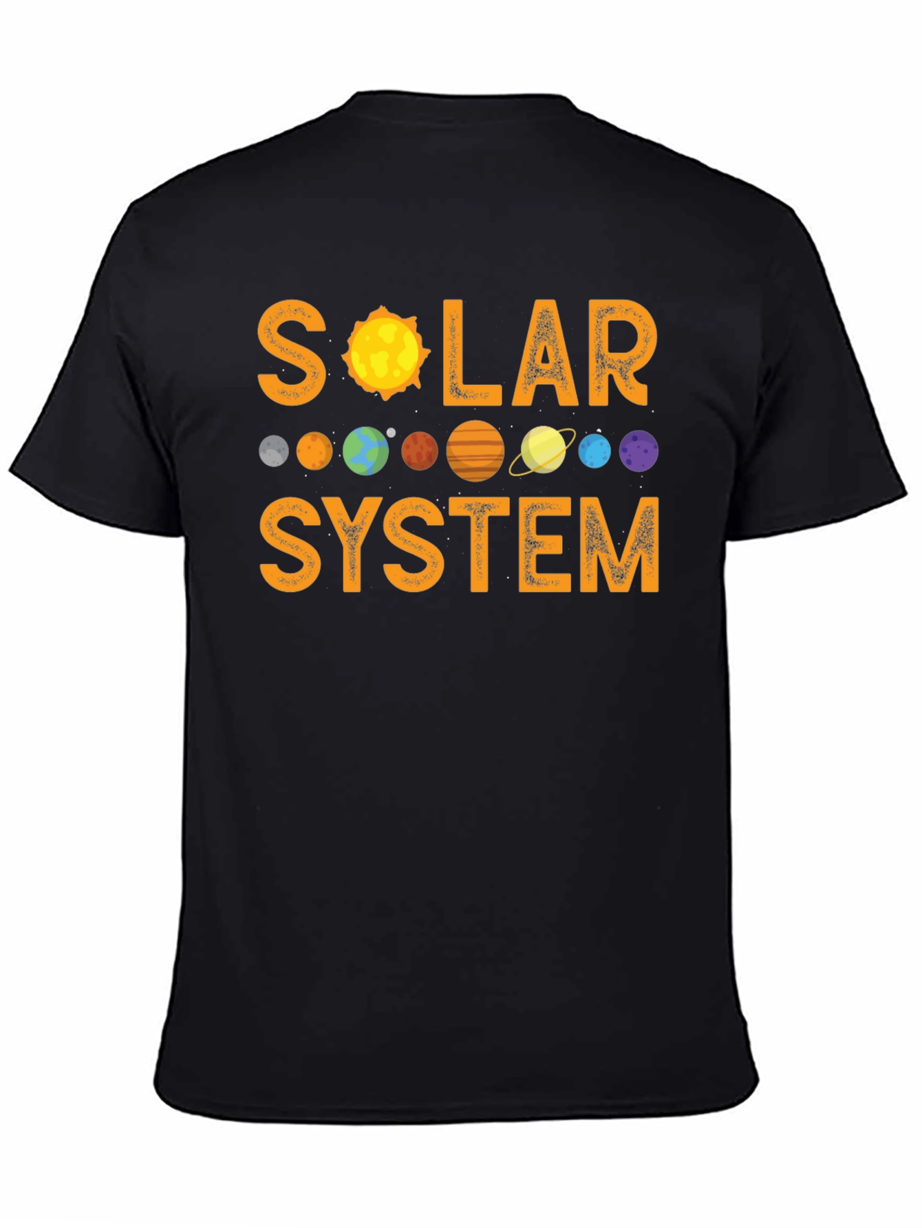 Solar System Graphic Print Black T-Shirt