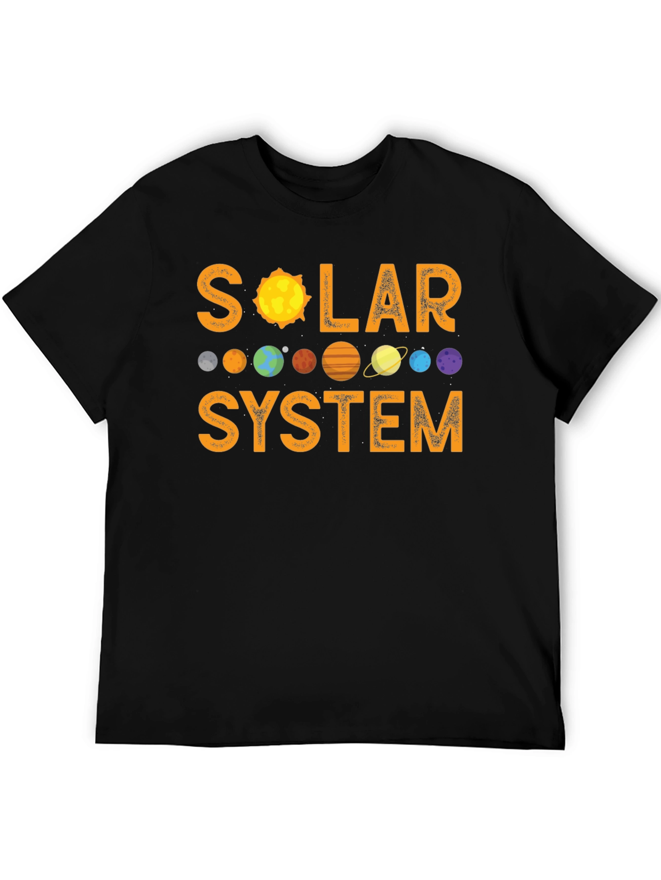 Solar System Graphic Print Black T-Shirt