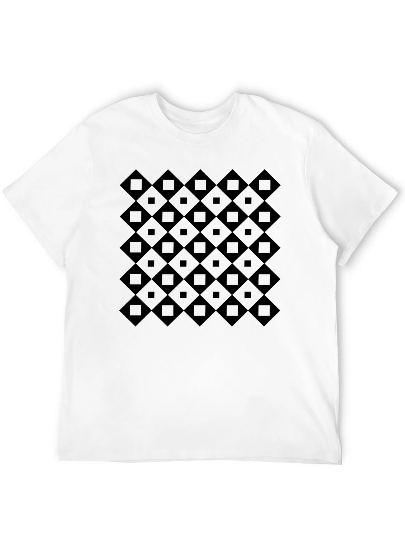 Modern Geometric Squares Tee - Black