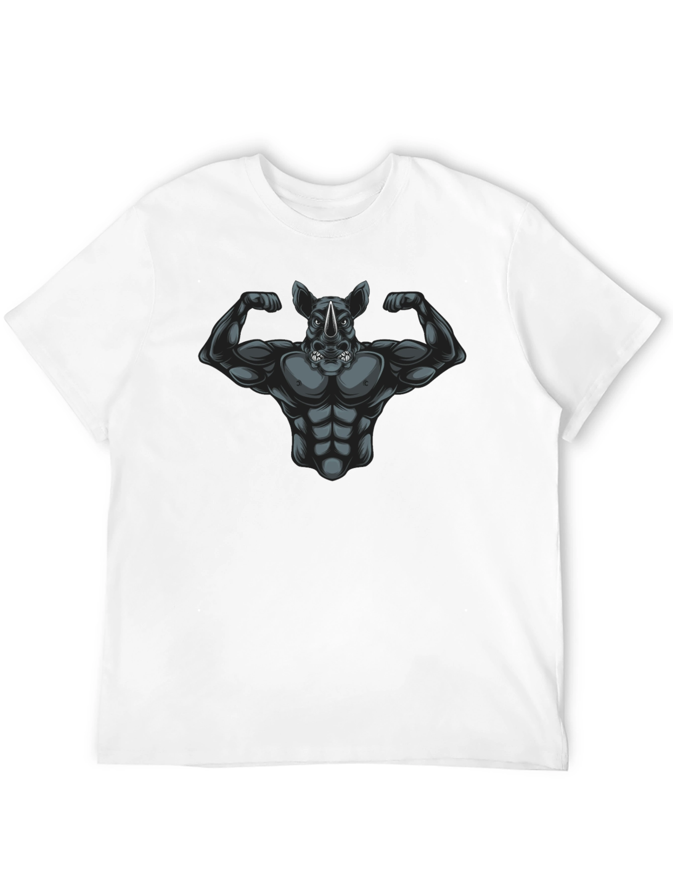 Ripped Rhino Graphic Tee - Black Cotton T-Shirt