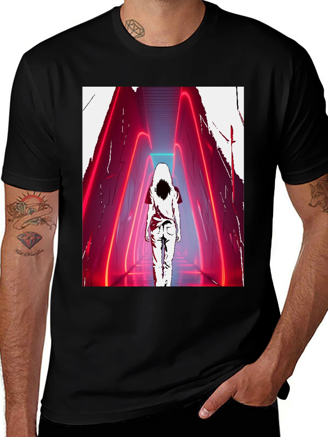 Neon Hallway T-Shirt - Mysterious Aesthetic Graphic Tee