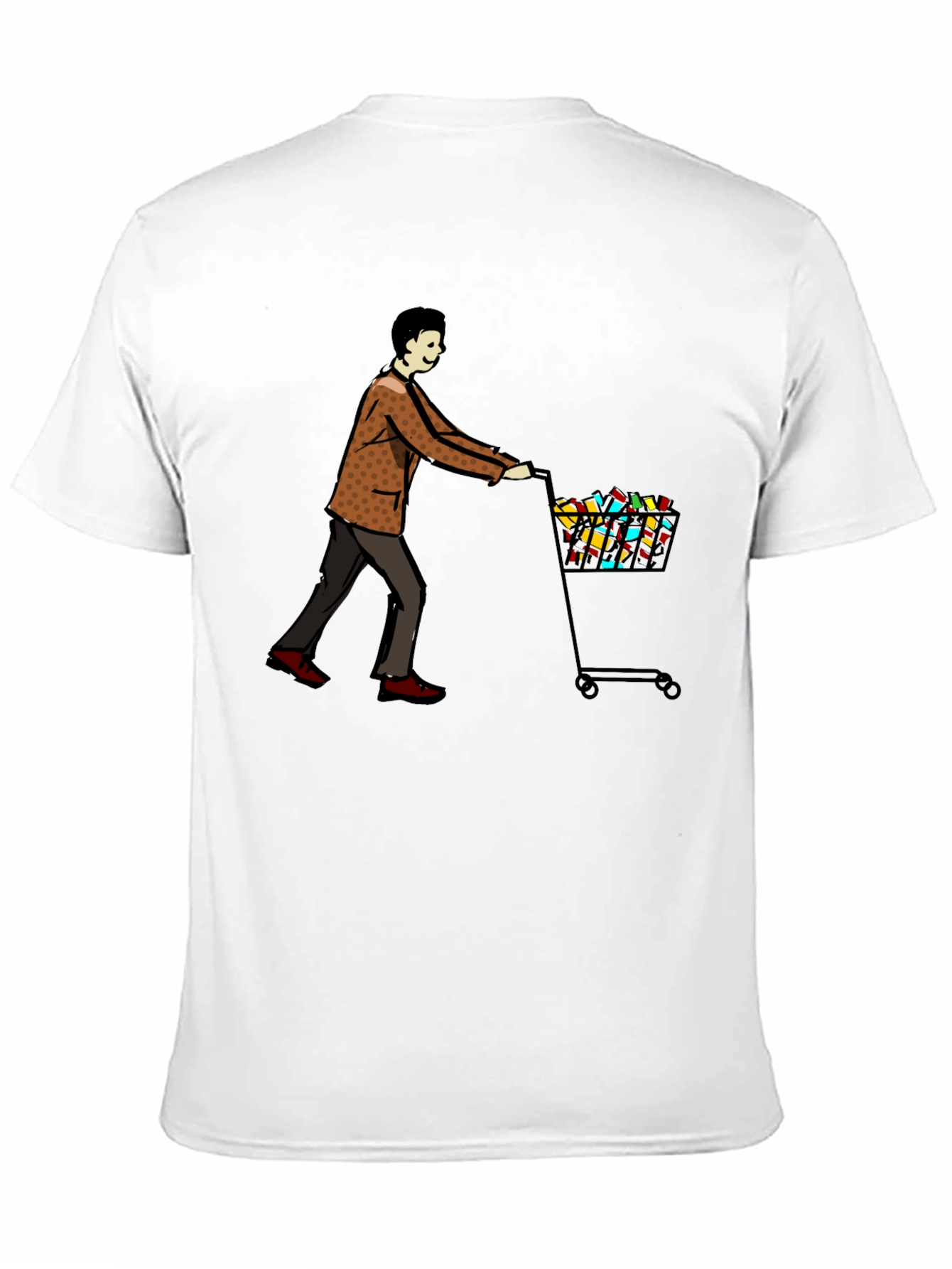 Man Pushing Cart of Blocks Graphic T-Shirt