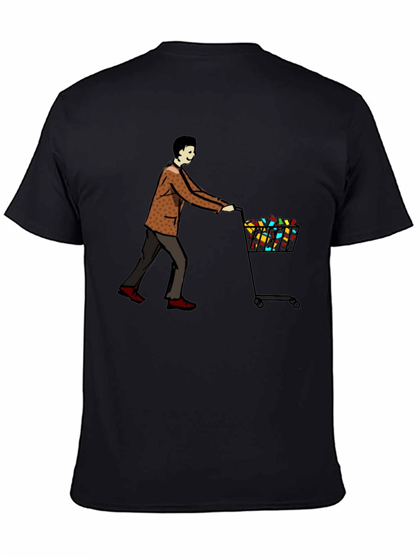 Man Pushing Cart of Blocks Graphic T-Shirt