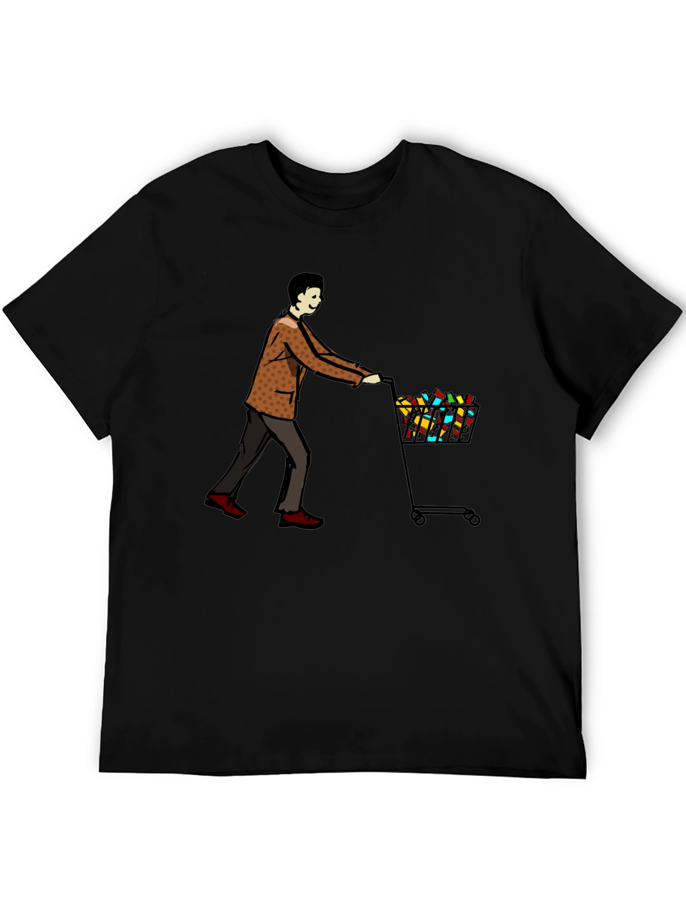 Man Pushing Cart of Blocks Graphic T-Shirt