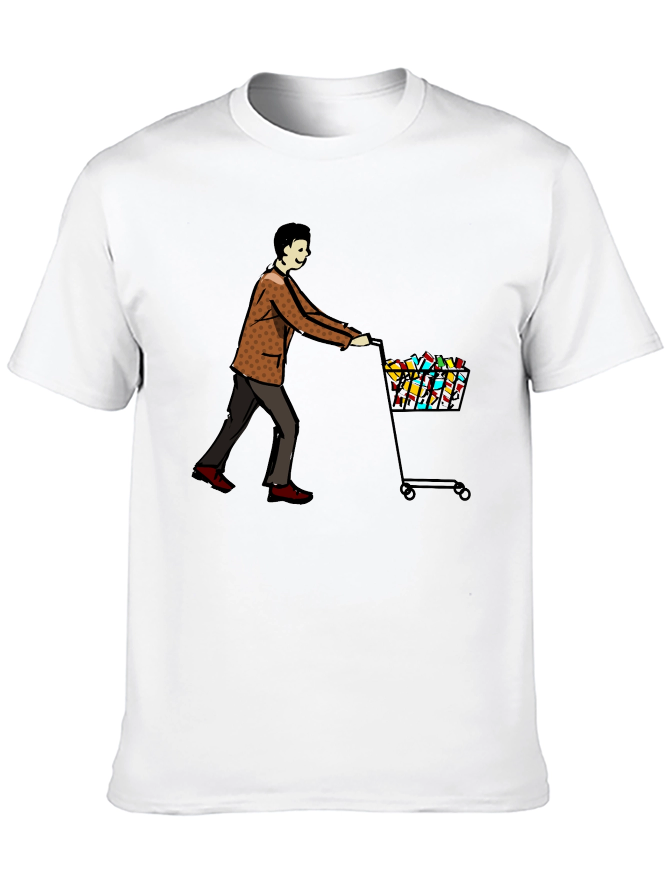 Man Pushing Cart of Blocks Graphic T-Shirt