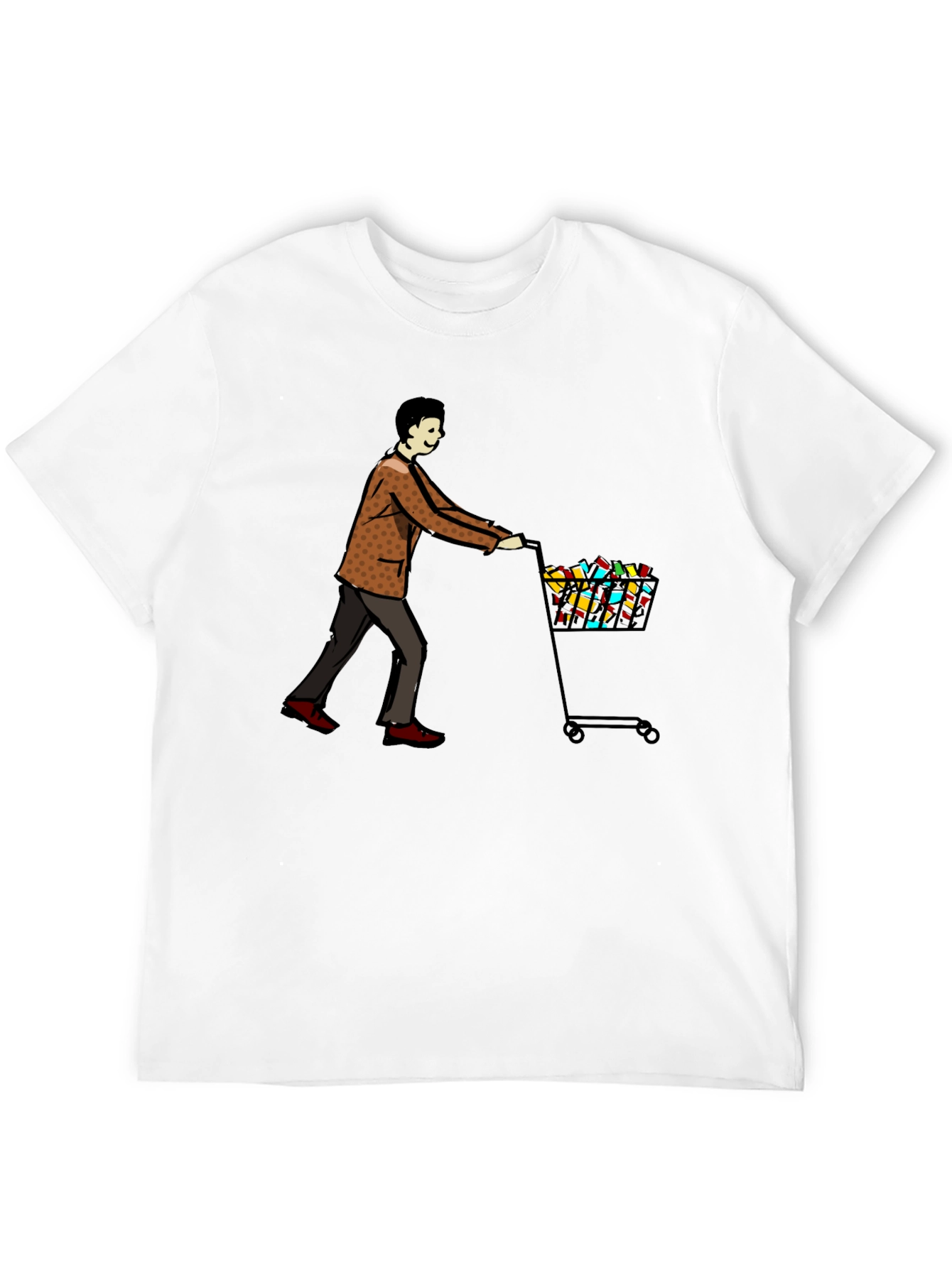 Man Pushing Cart of Blocks Graphic T-Shirt