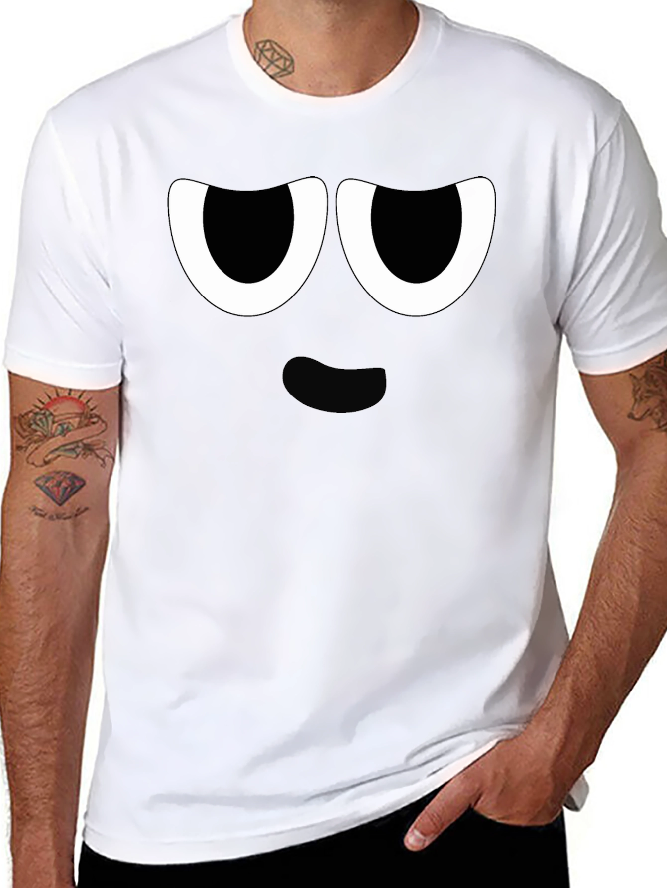 Funny Cartoon Face Graphic Black T-Shirt