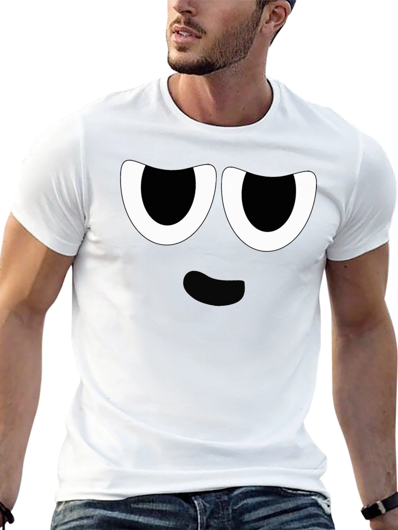 Funny Cartoon Face Graphic Black T-Shirt