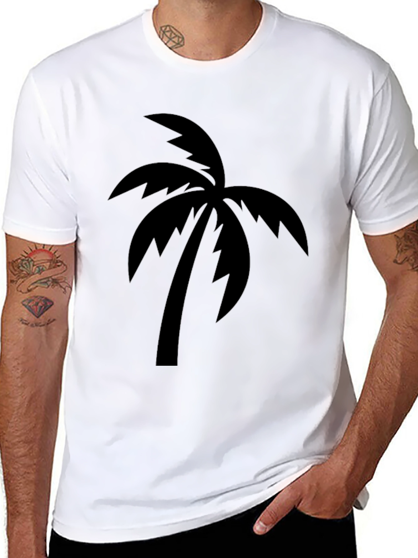 Mens Black Palm Tree Graphic Tee