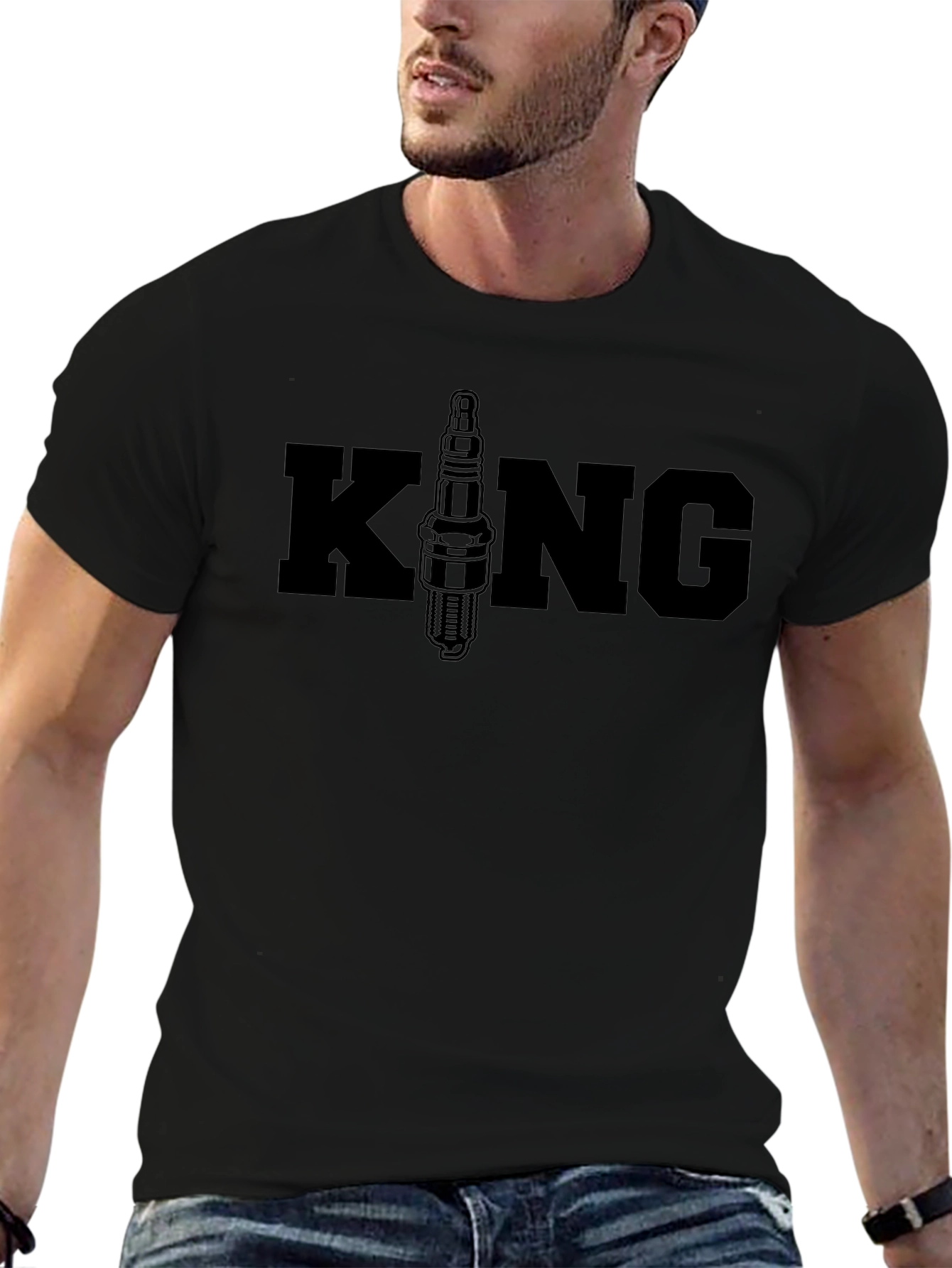 King Spark Plug Graphic T-Shirt - Black