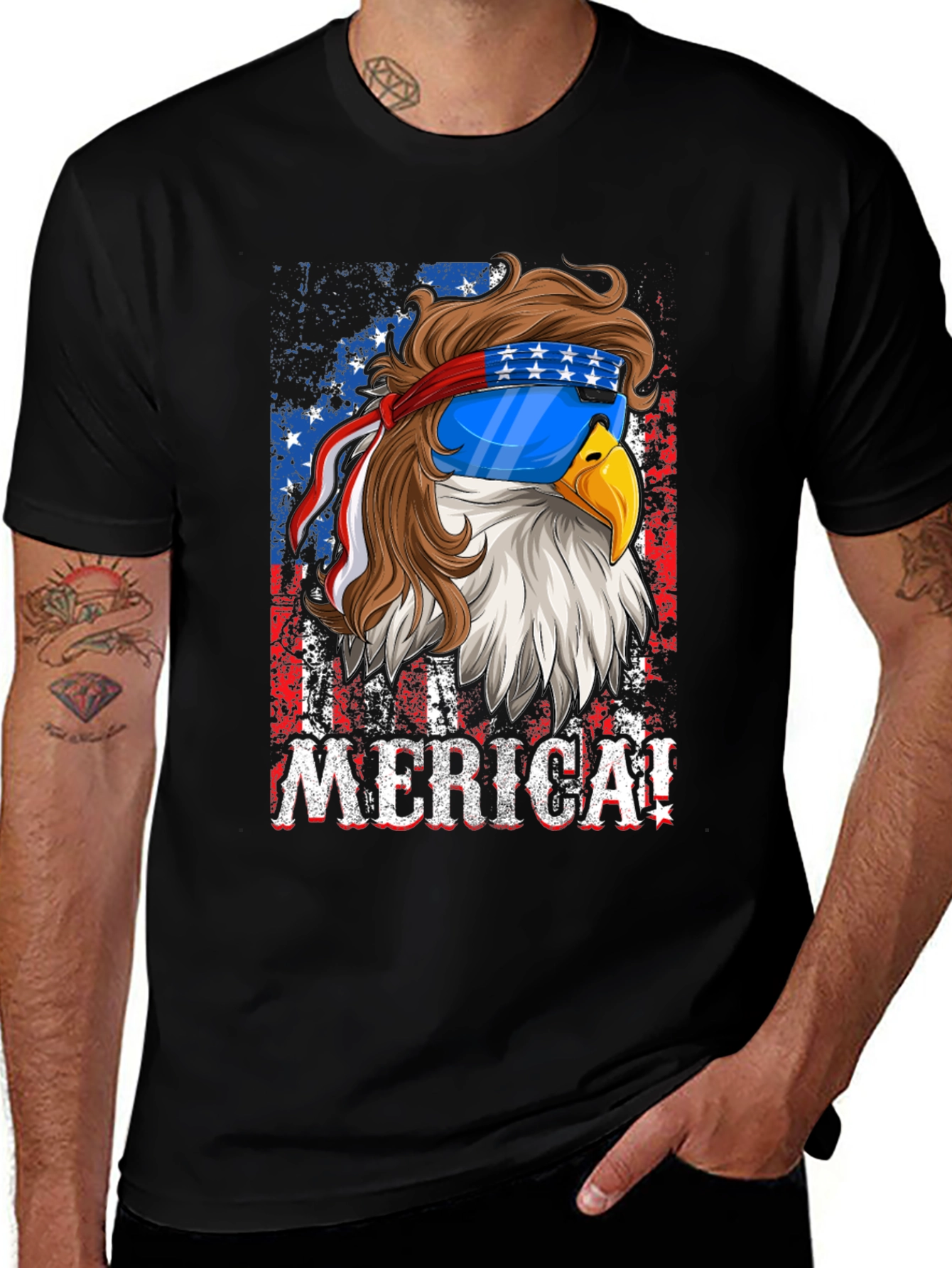 Patriotic Eagle Merica Graphic T-Shirt