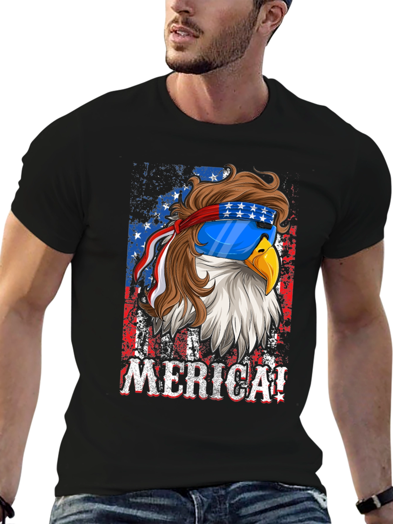 Patriotic Eagle Merica Graphic T-Shirt