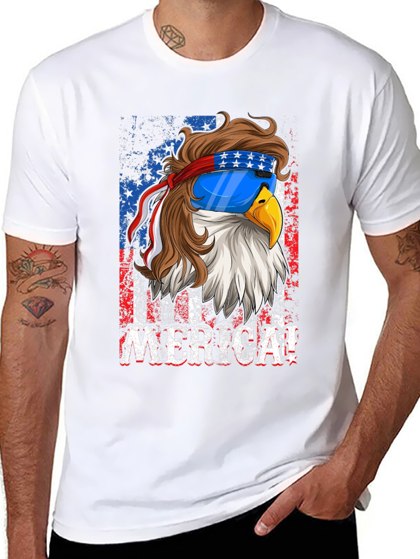 Patriotic Eagle Merica Graphic T-Shirt