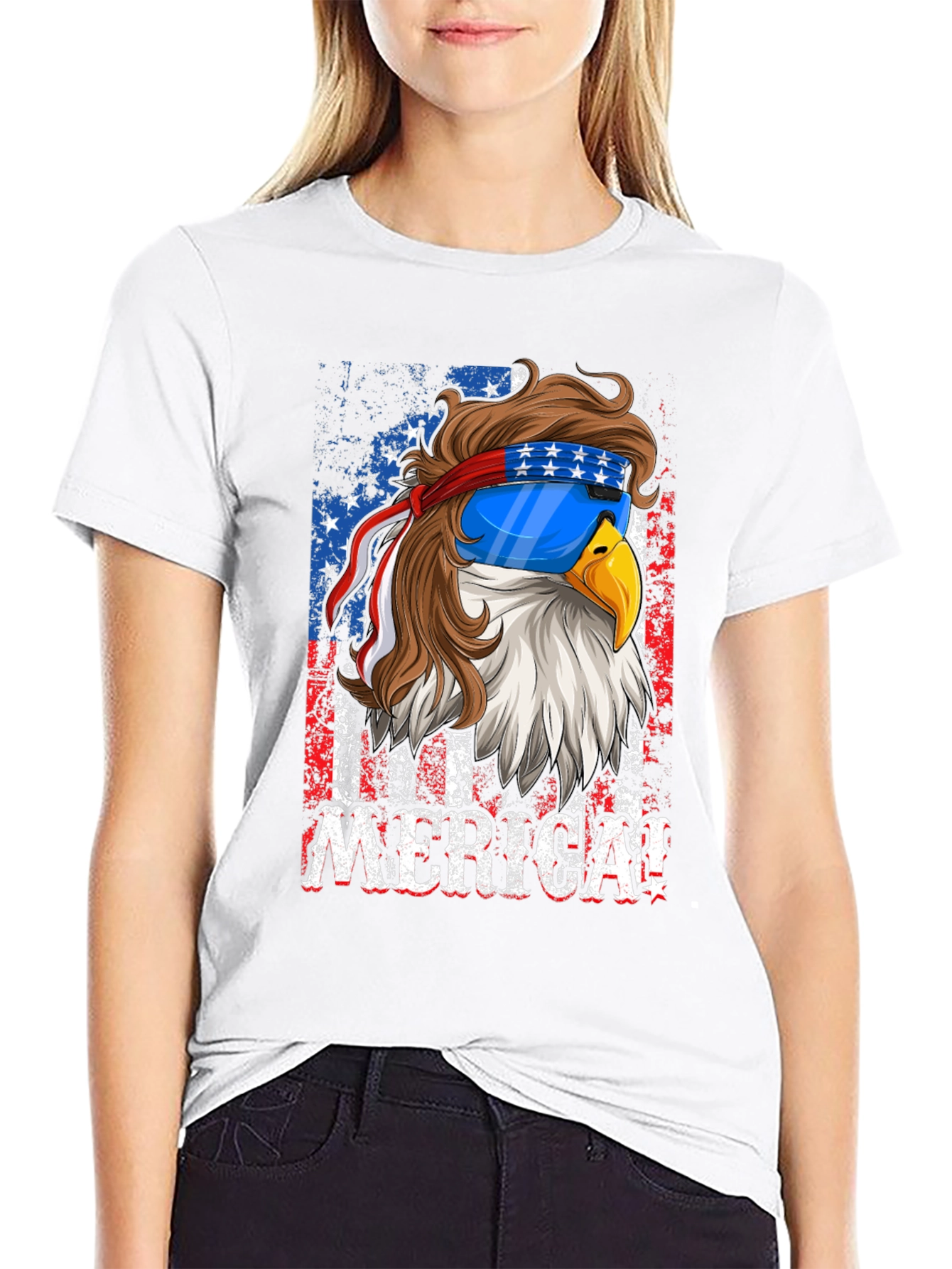 Patriotic Eagle Merica Graphic T-Shirt