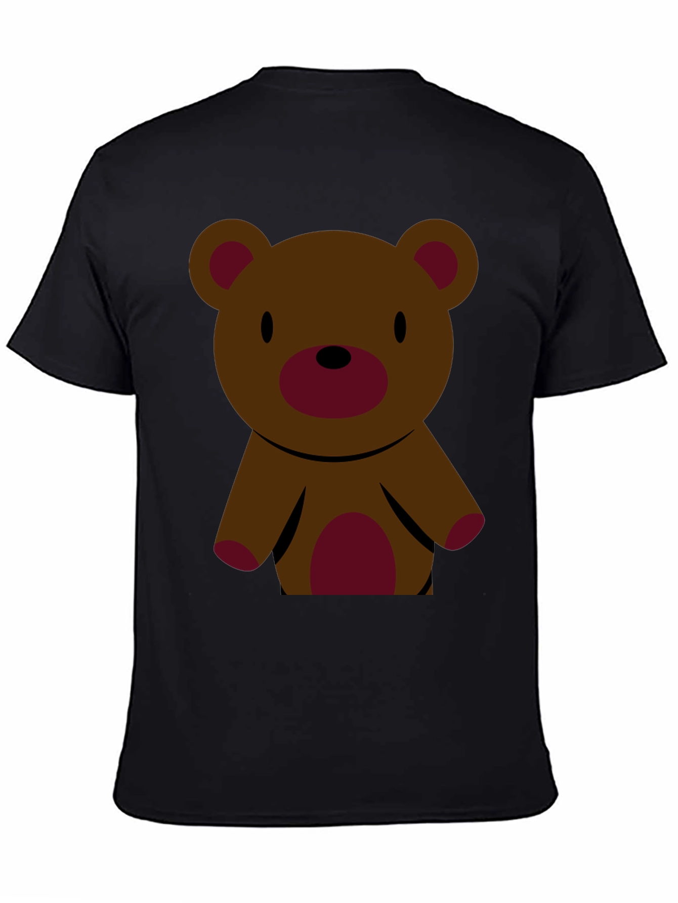 Cute Teddy Bear Graphic Tee - Black Cotton T-Shirt