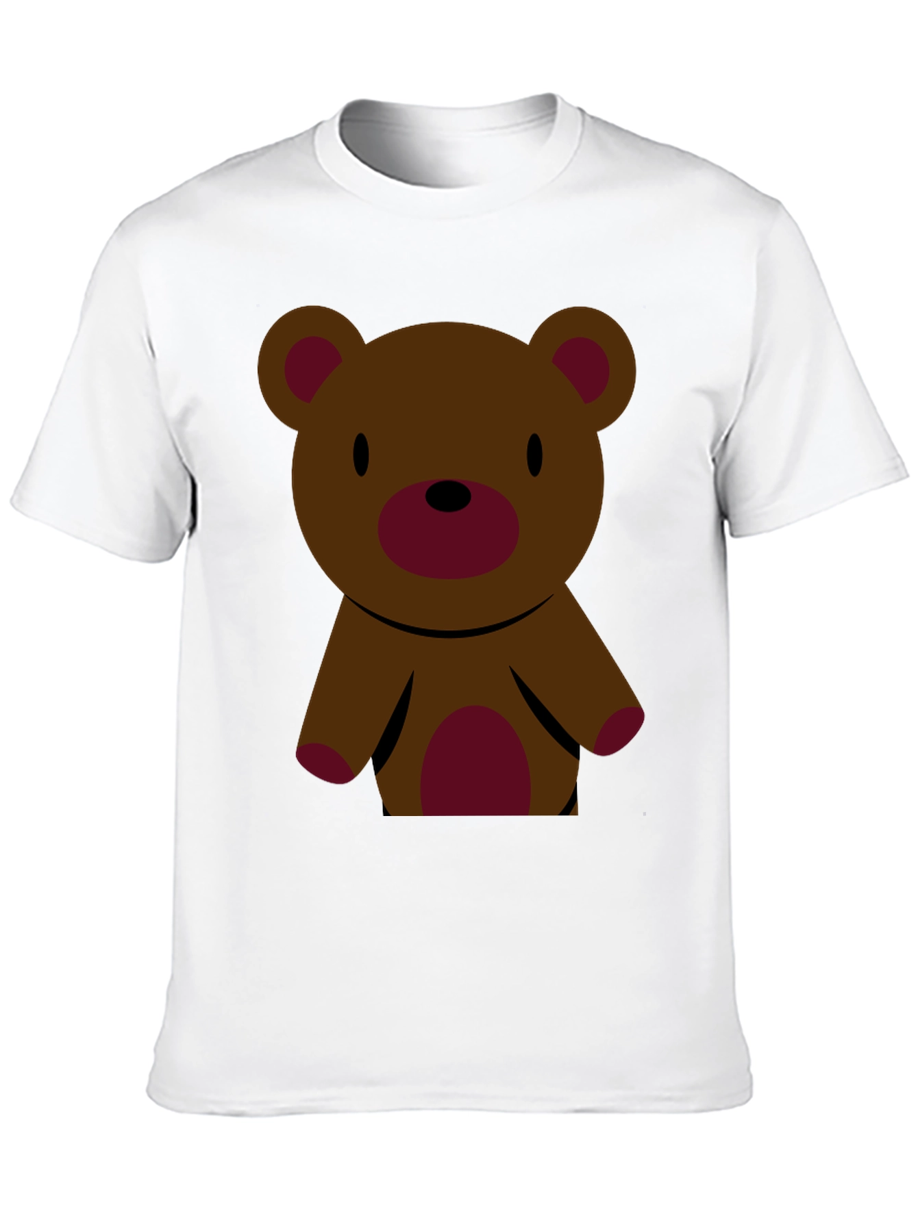 Cute Teddy Bear Graphic Tee - Black Cotton T-Shirt