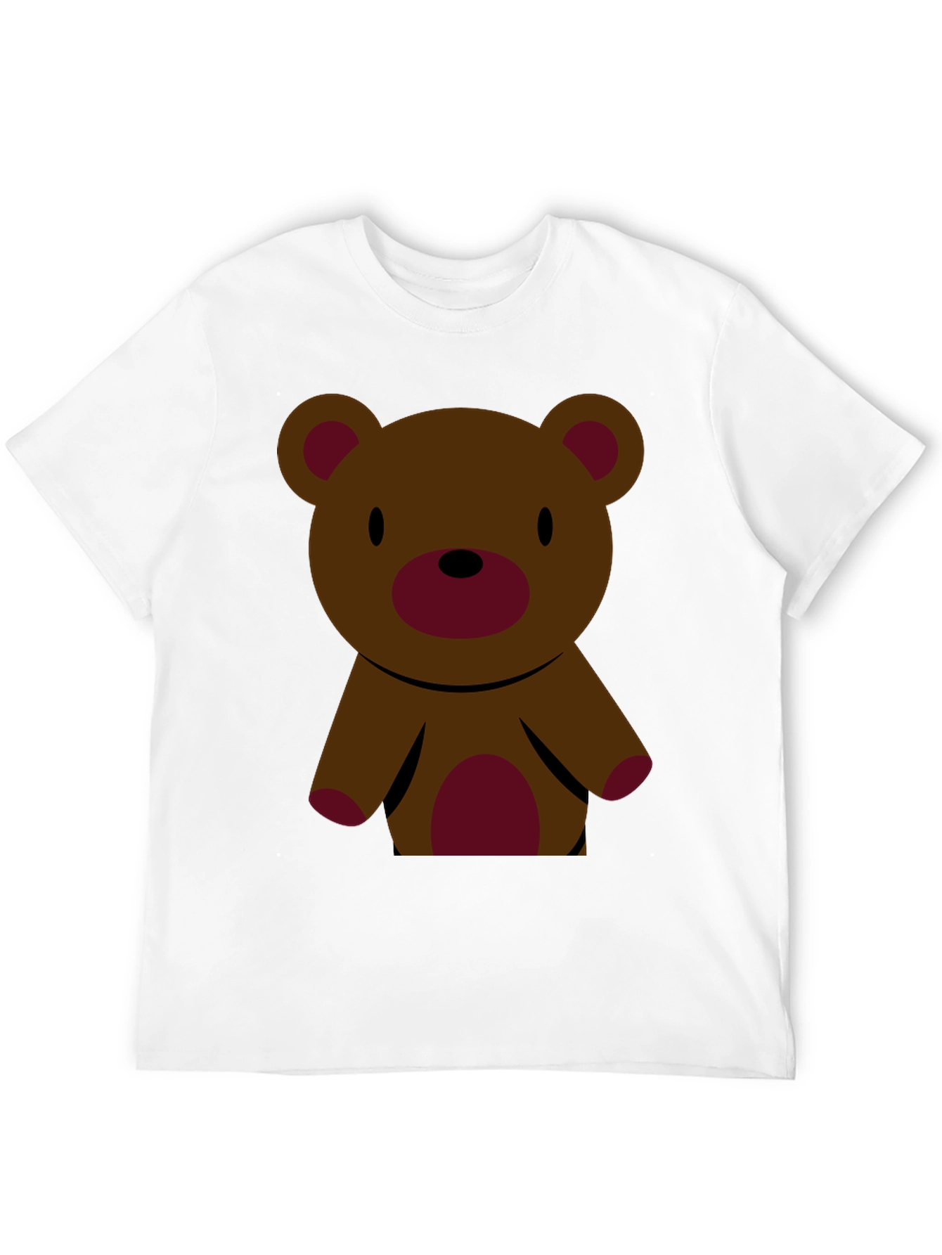 Cute Teddy Bear Graphic Tee - Black Cotton T-Shirt