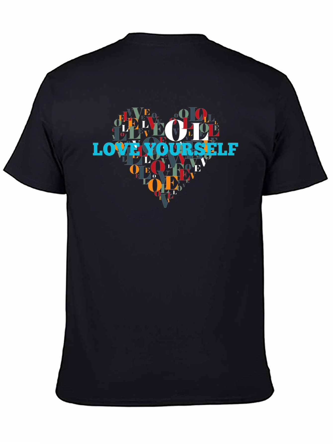 Love Yourself Heart Graphic Black T-Shirt