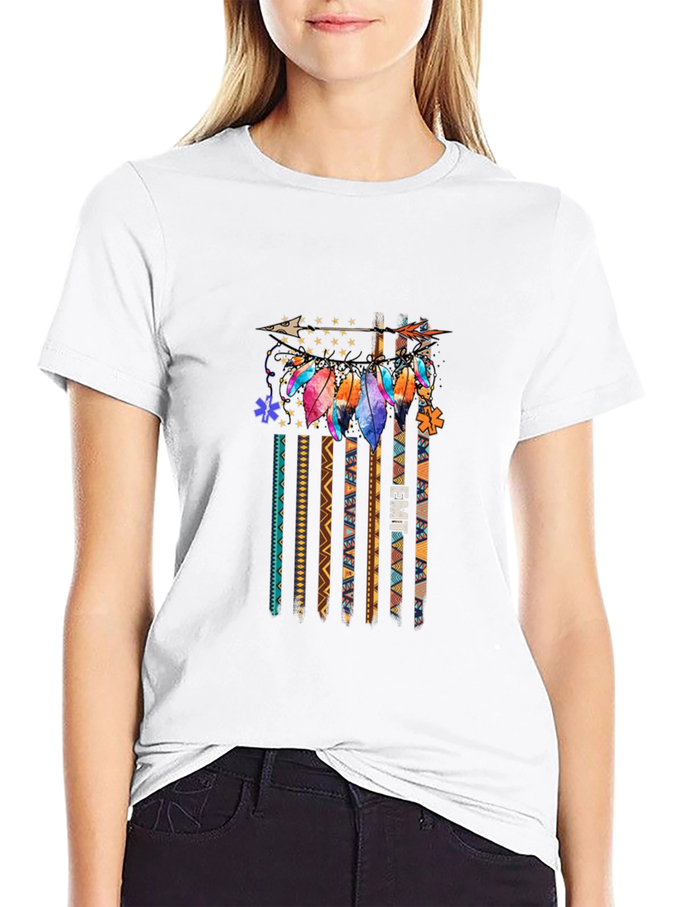 EMT American Flag Arrow Feather T-Shirt