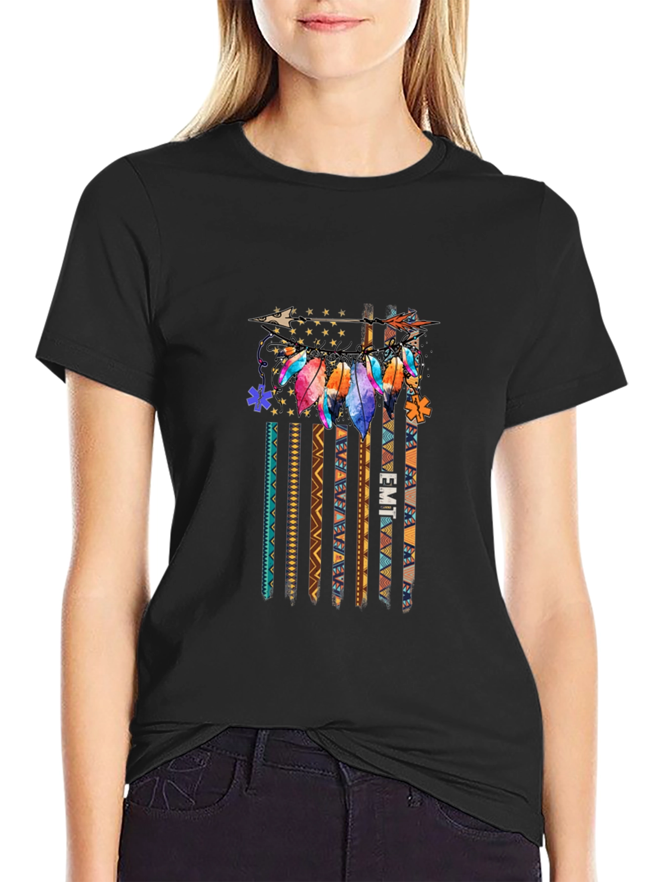 EMT American Flag Arrow Feather T-Shirt