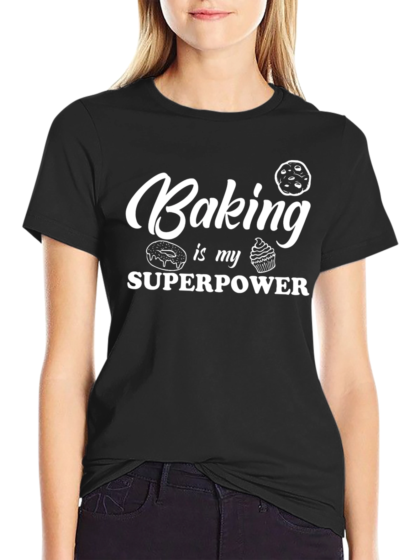 Baking is My Superpower T-Shirt - Black Graphic Tee