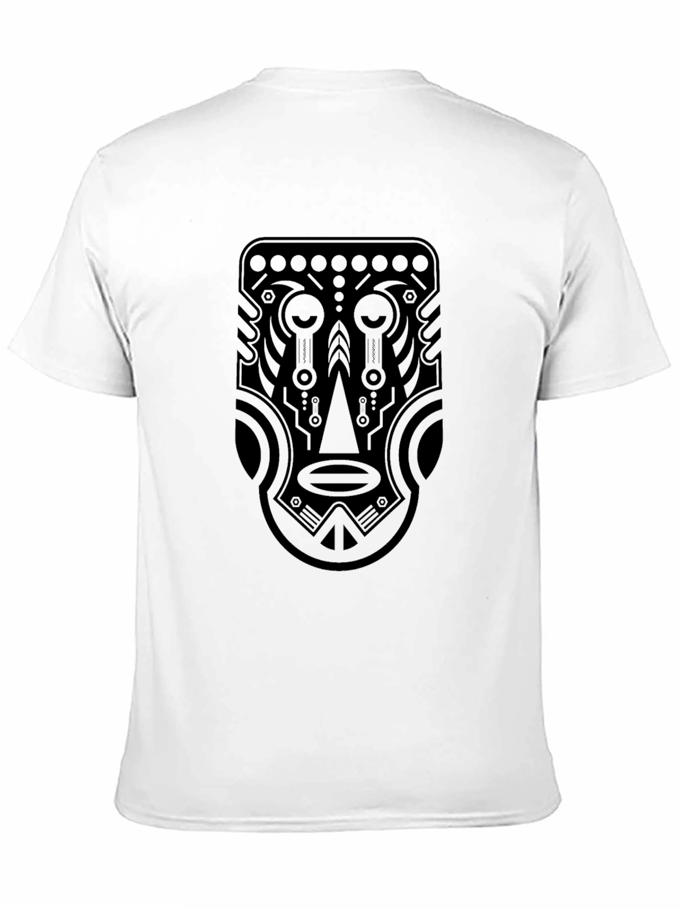 Tribal Mask Graphic Tee - Black Cotton T-Shirt