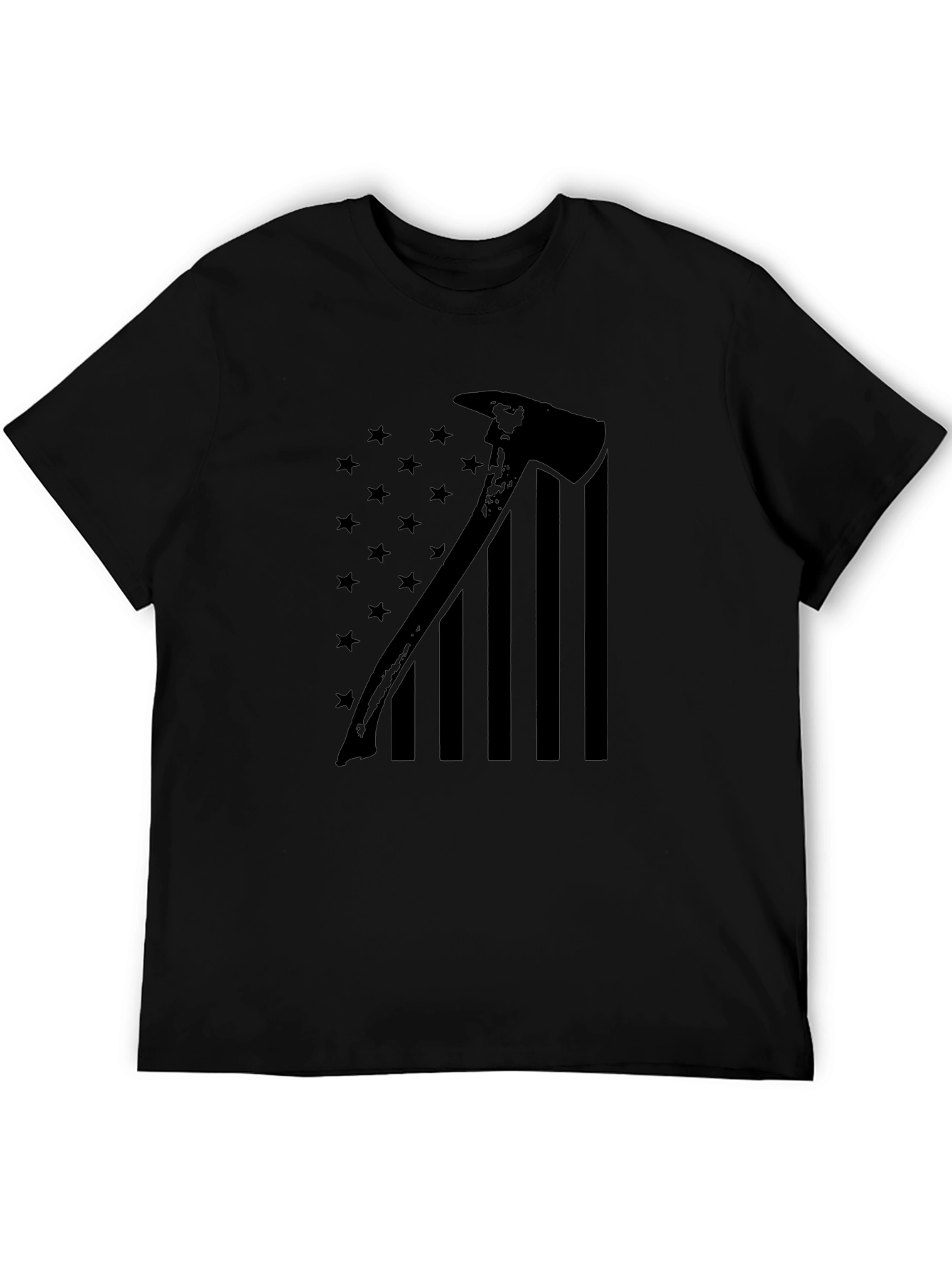 Firefighter Axe American Flag Graphic T-Shirt