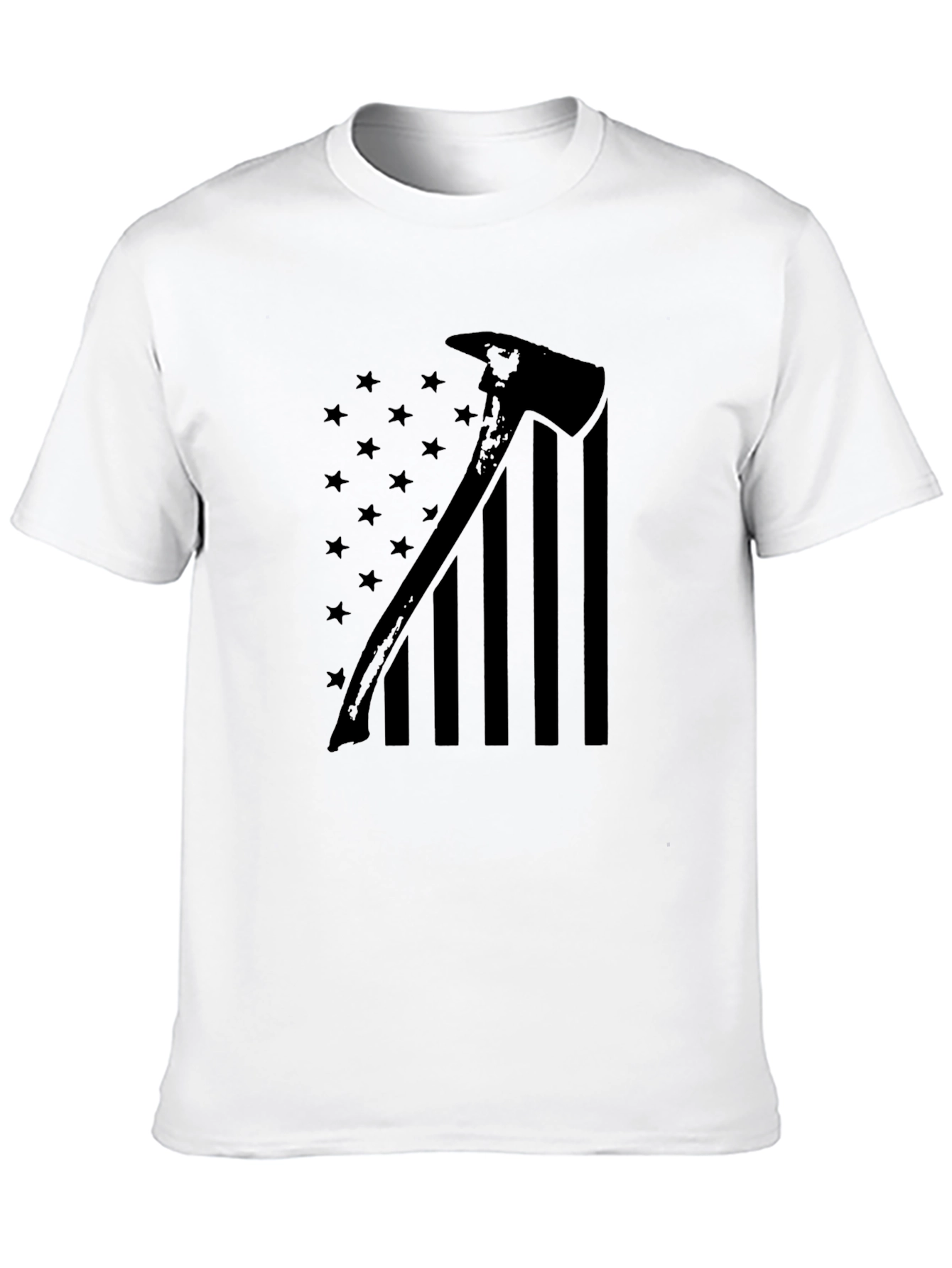 Firefighter Axe American Flag Graphic T-Shirt