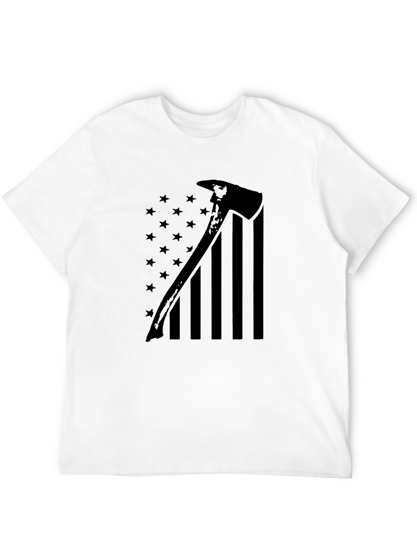 Firefighter Axe American Flag Graphic T-Shirt