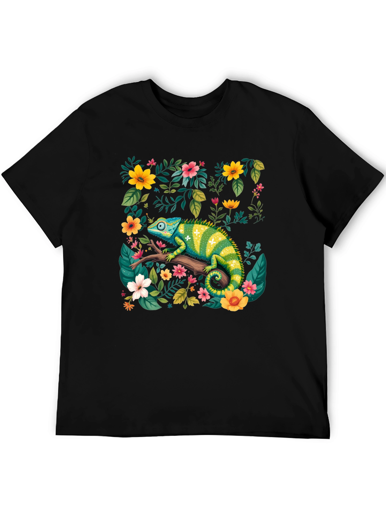 Chameleon Floral T-Shirt - Nature Inspired Graphic Tee