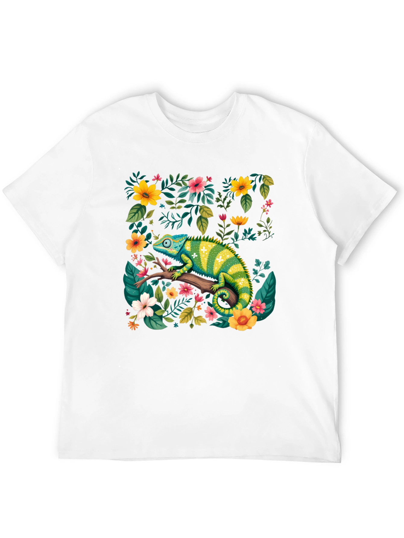Chameleon Floral T-Shirt - Nature Inspired Graphic Tee