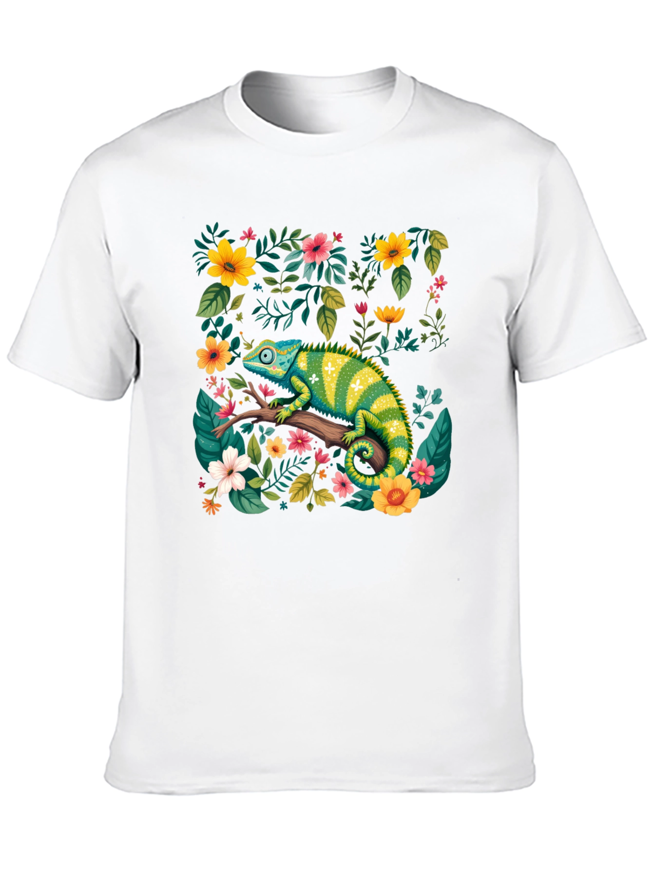 Chameleon Floral T-Shirt - Nature Inspired Graphic Tee