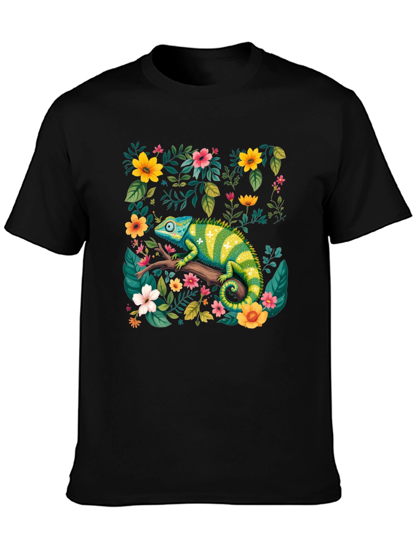 Chameleon Floral T-Shirt - Nature Inspired Graphic Tee