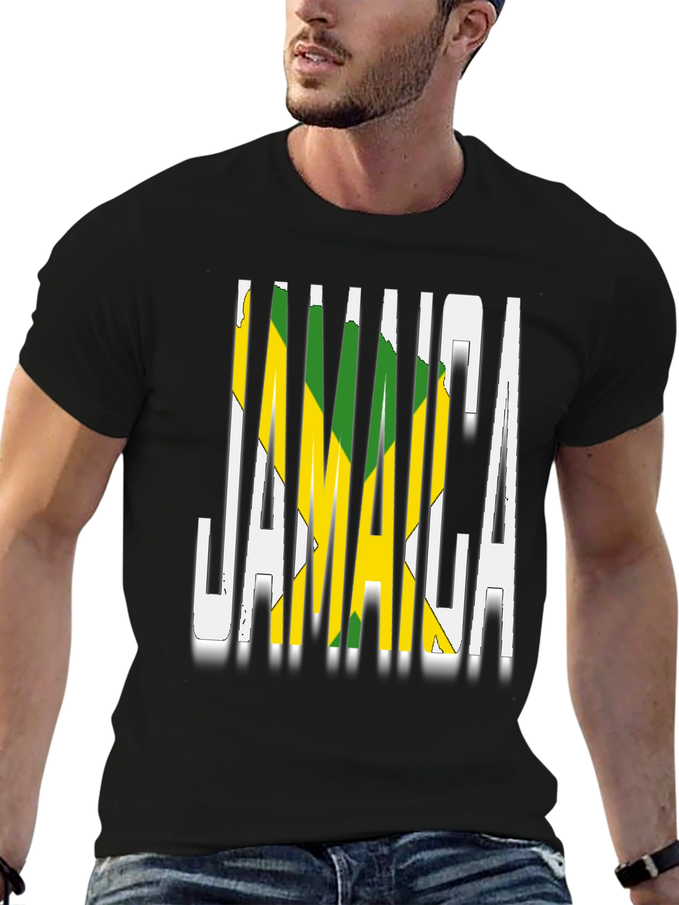 Jamaica Flag T-Shirt Black Novelty Graphic Tee