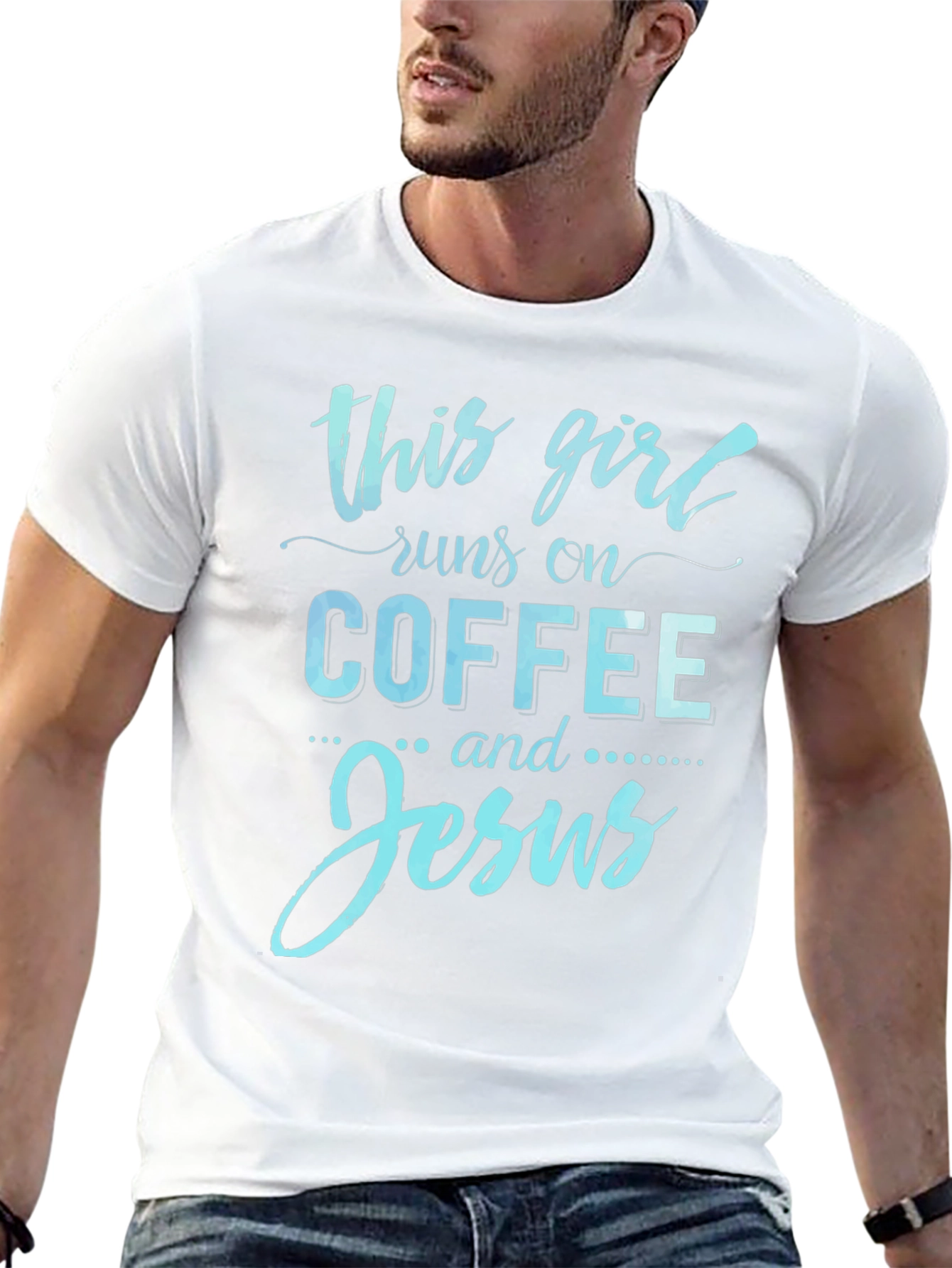 This Girl Runs On Coffee And Jesus Graphic Tee