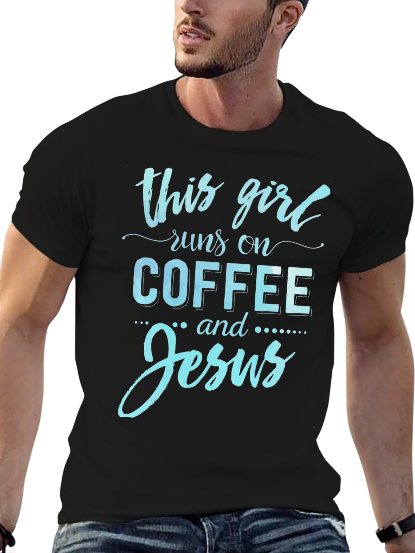 This Girl Runs On Coffee And Jesus Graphic Tee