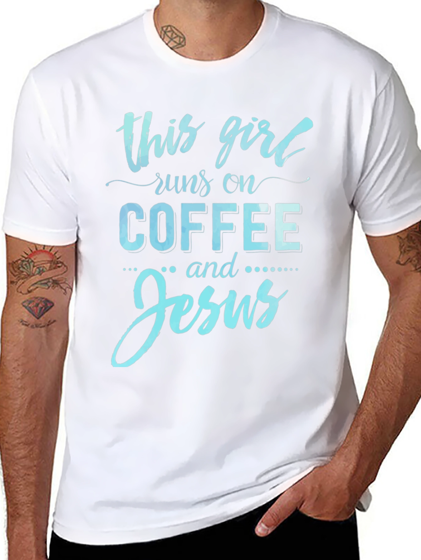 This Girl Runs On Coffee And Jesus Graphic Tee