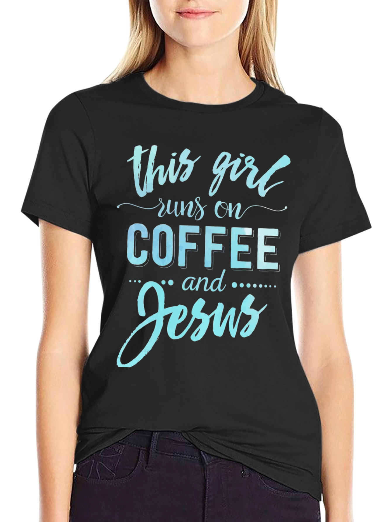This Girl Runs On Coffee And Jesus Graphic Tee