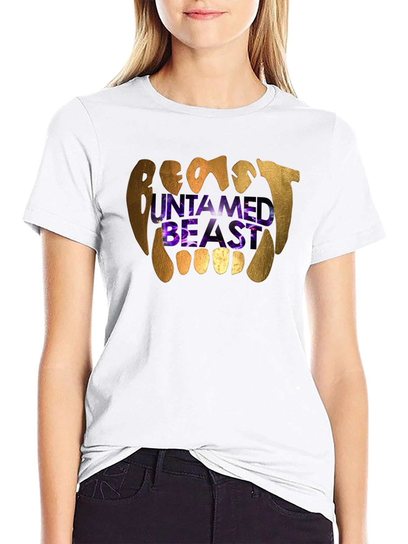 Untamed Beast Graphic Tee - Black Cotton T-Shirt