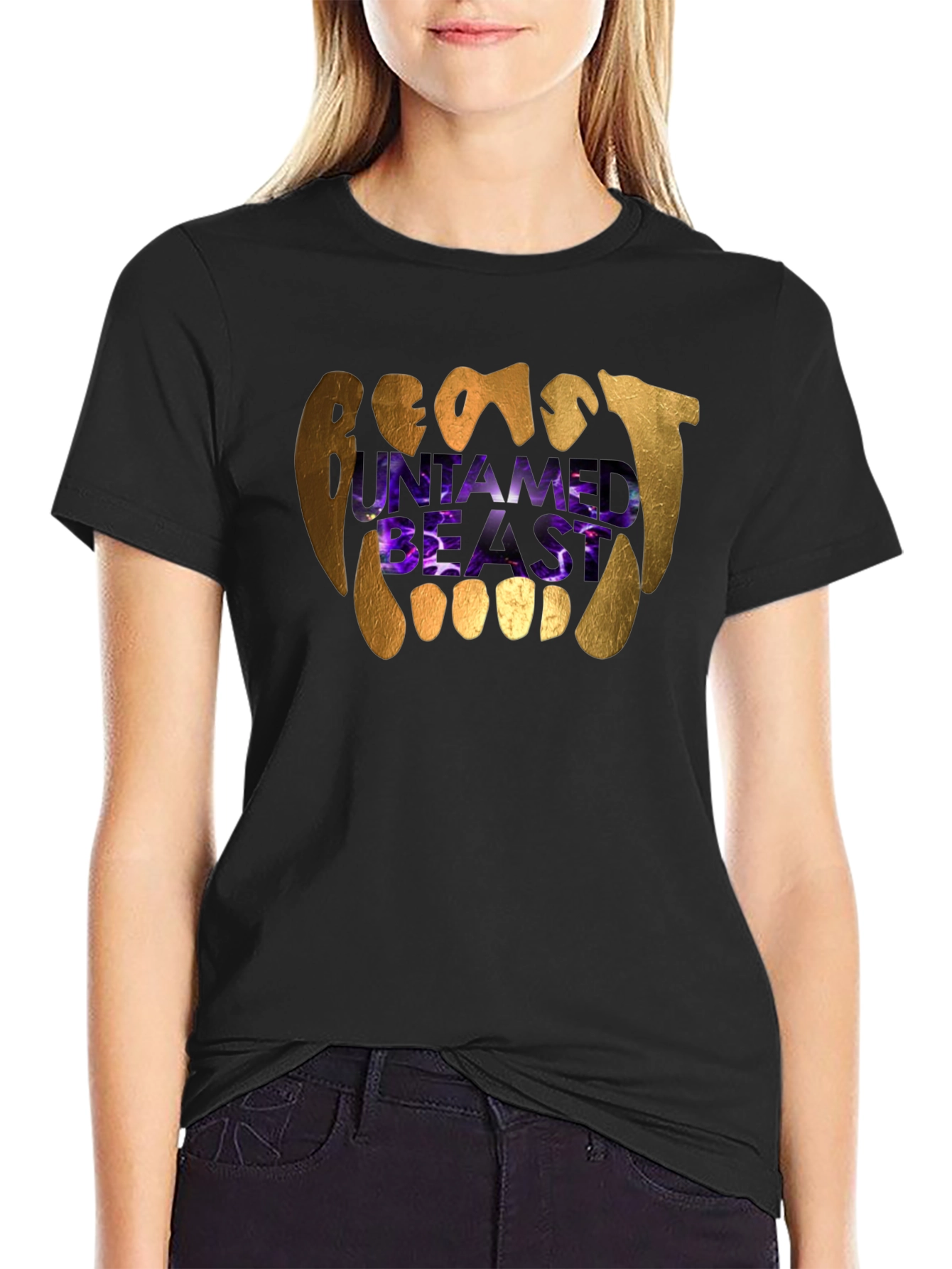Untamed Beast Graphic Tee - Black Cotton T-Shirt