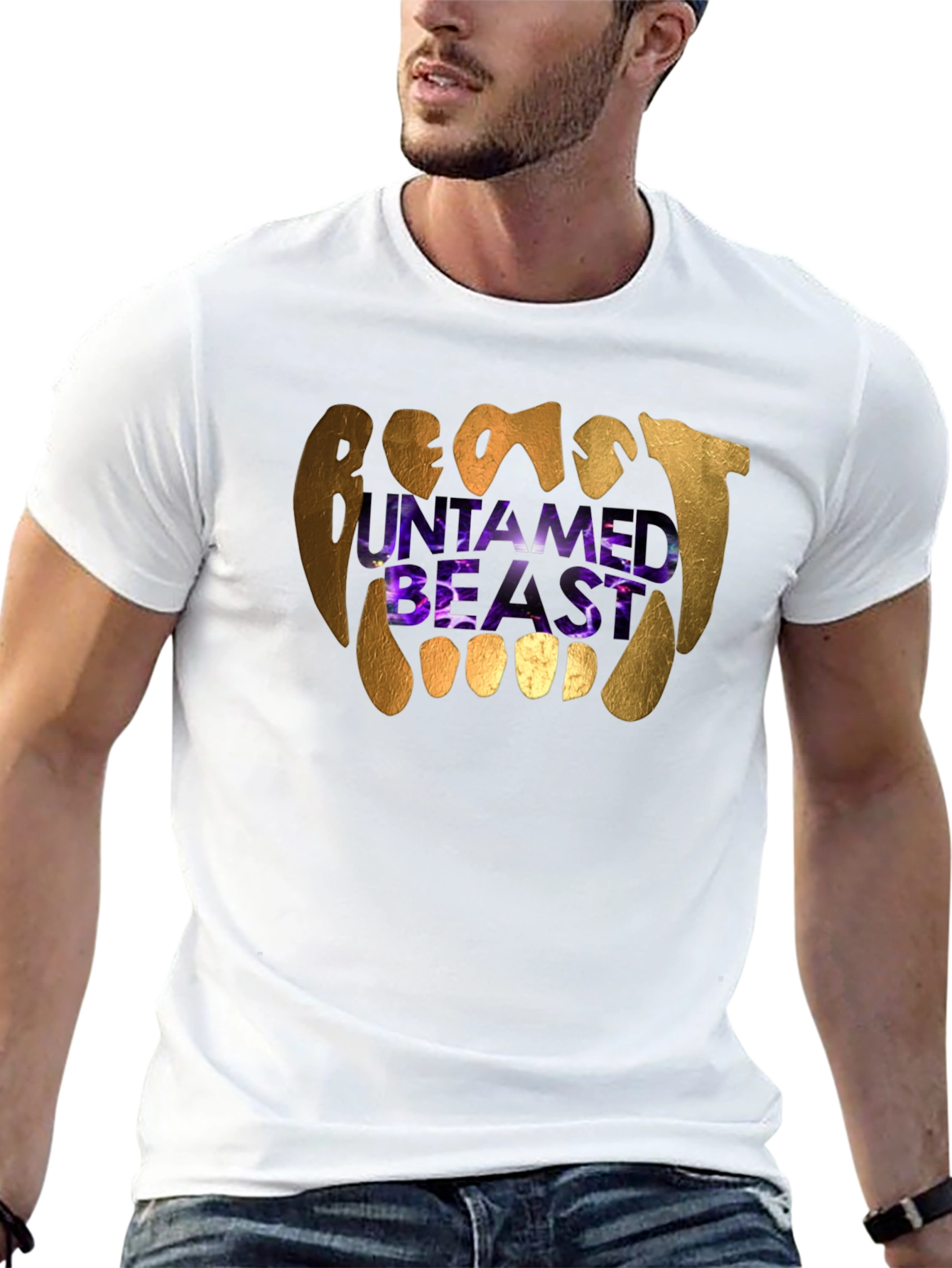 Untamed Beast Graphic Tee - Black Cotton T-Shirt