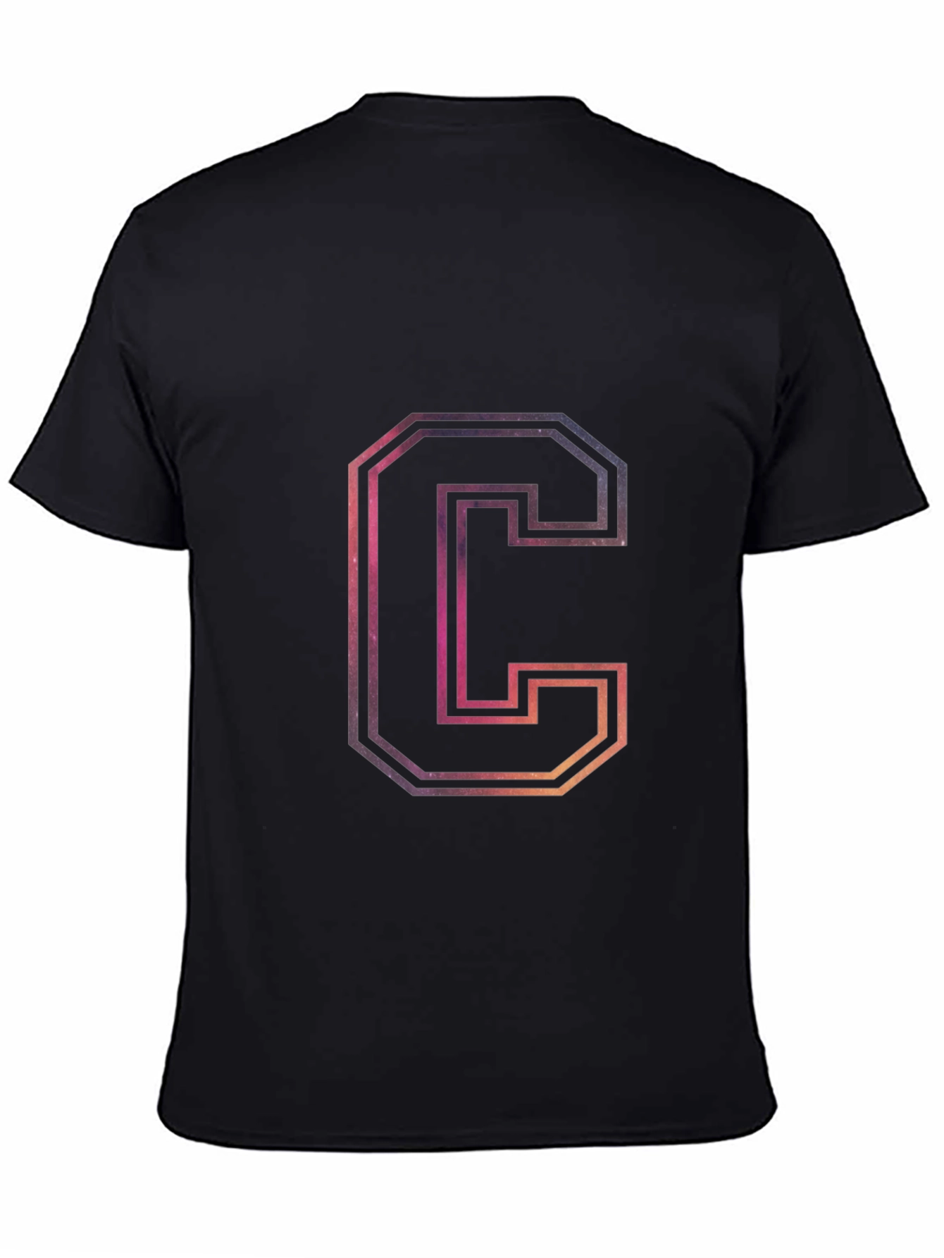 Letter C Galaxy Graphic Black T-Shirt
