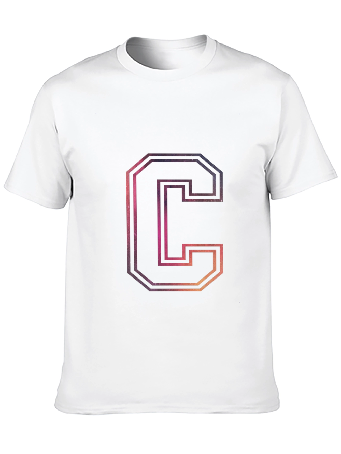 Letter C Galaxy Graphic Black T-Shirt