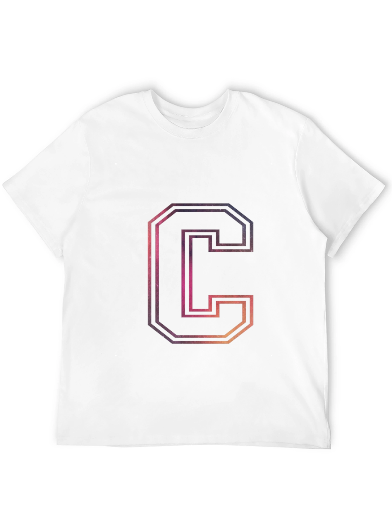 Letter C Galaxy Graphic Black T-Shirt