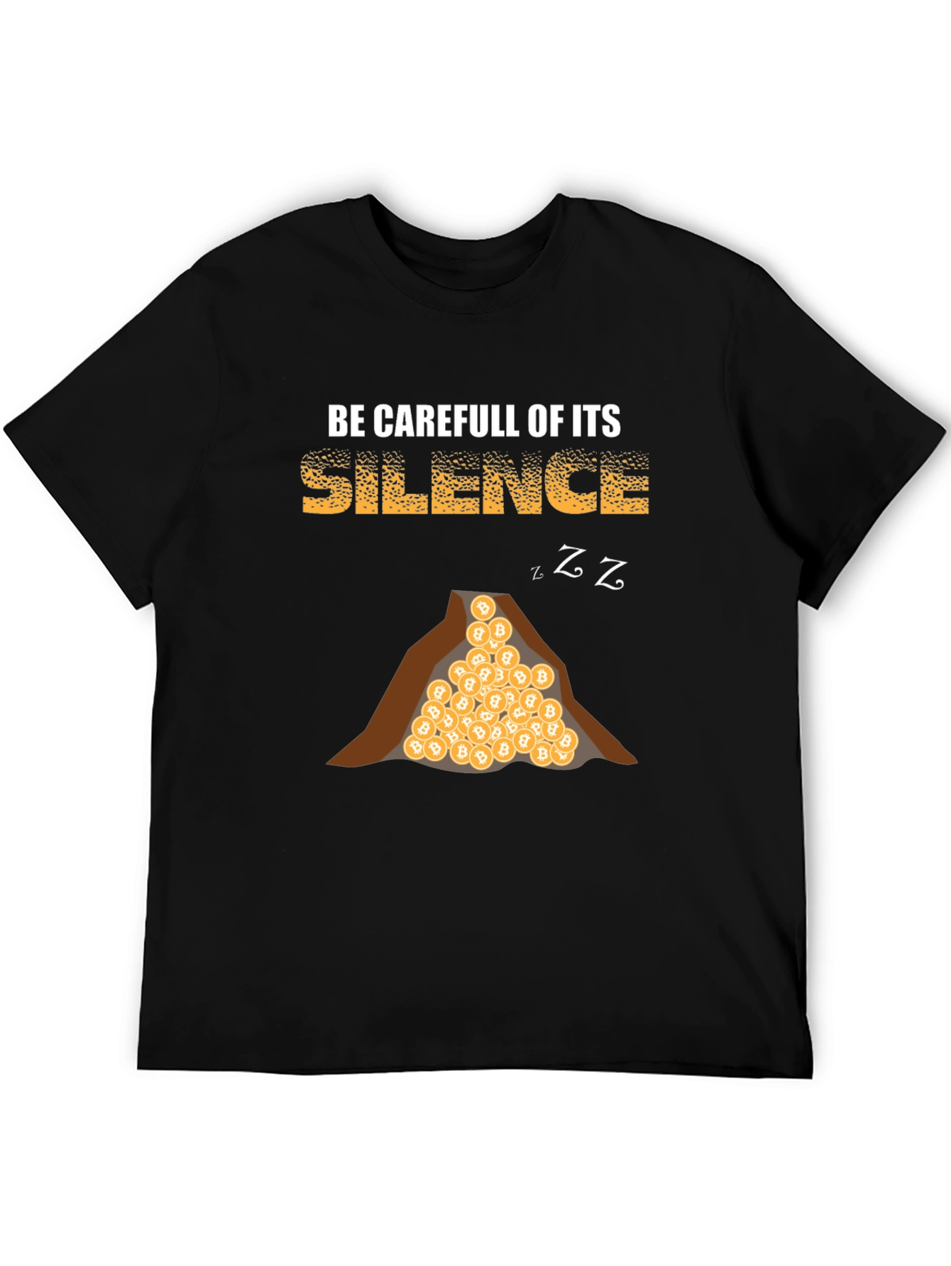 Bitcoin Silence Mens T-Shirt - Crypto Warning Tee
