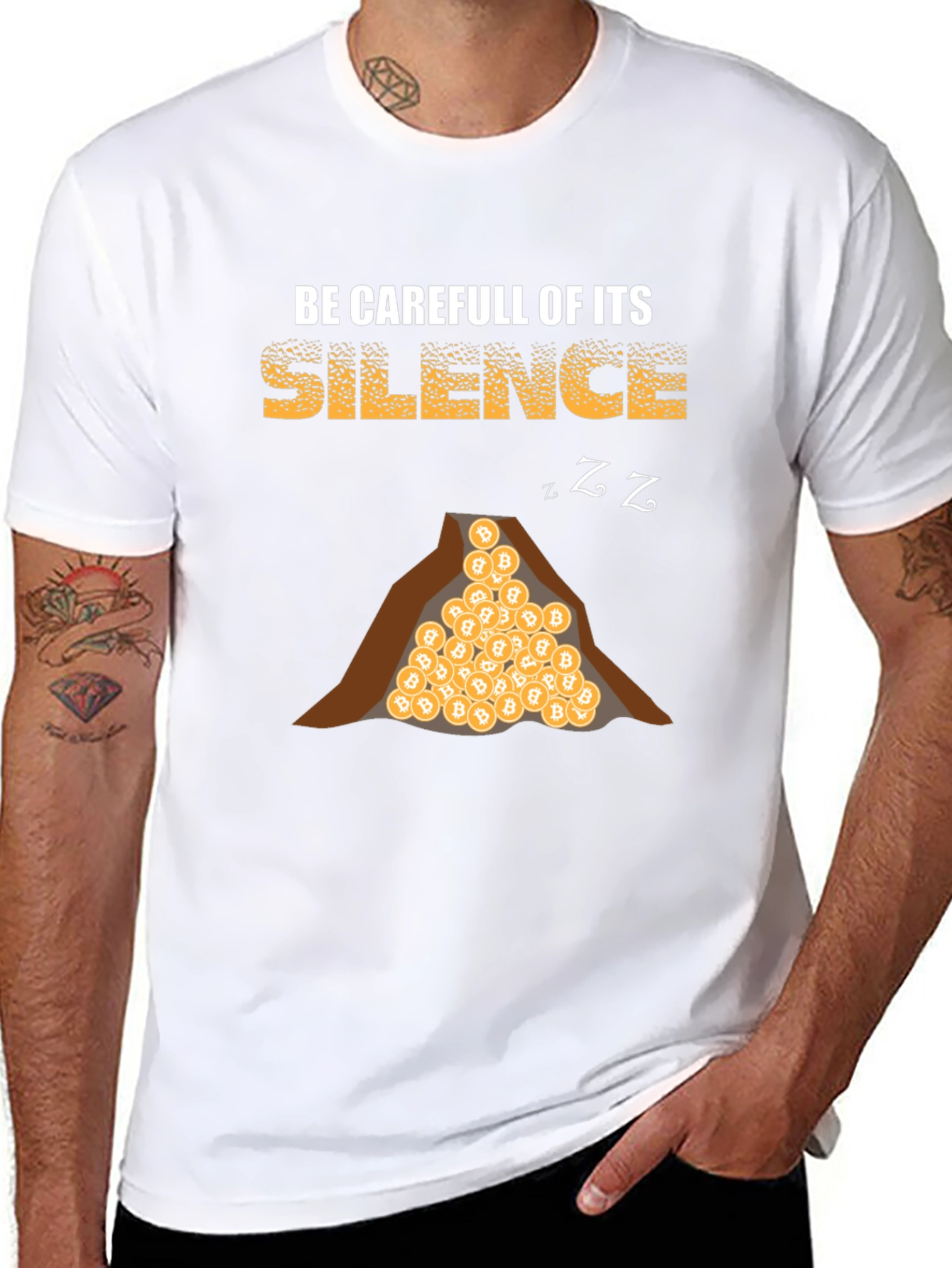 Bitcoin Silence Mens T-Shirt - Crypto Warning Tee