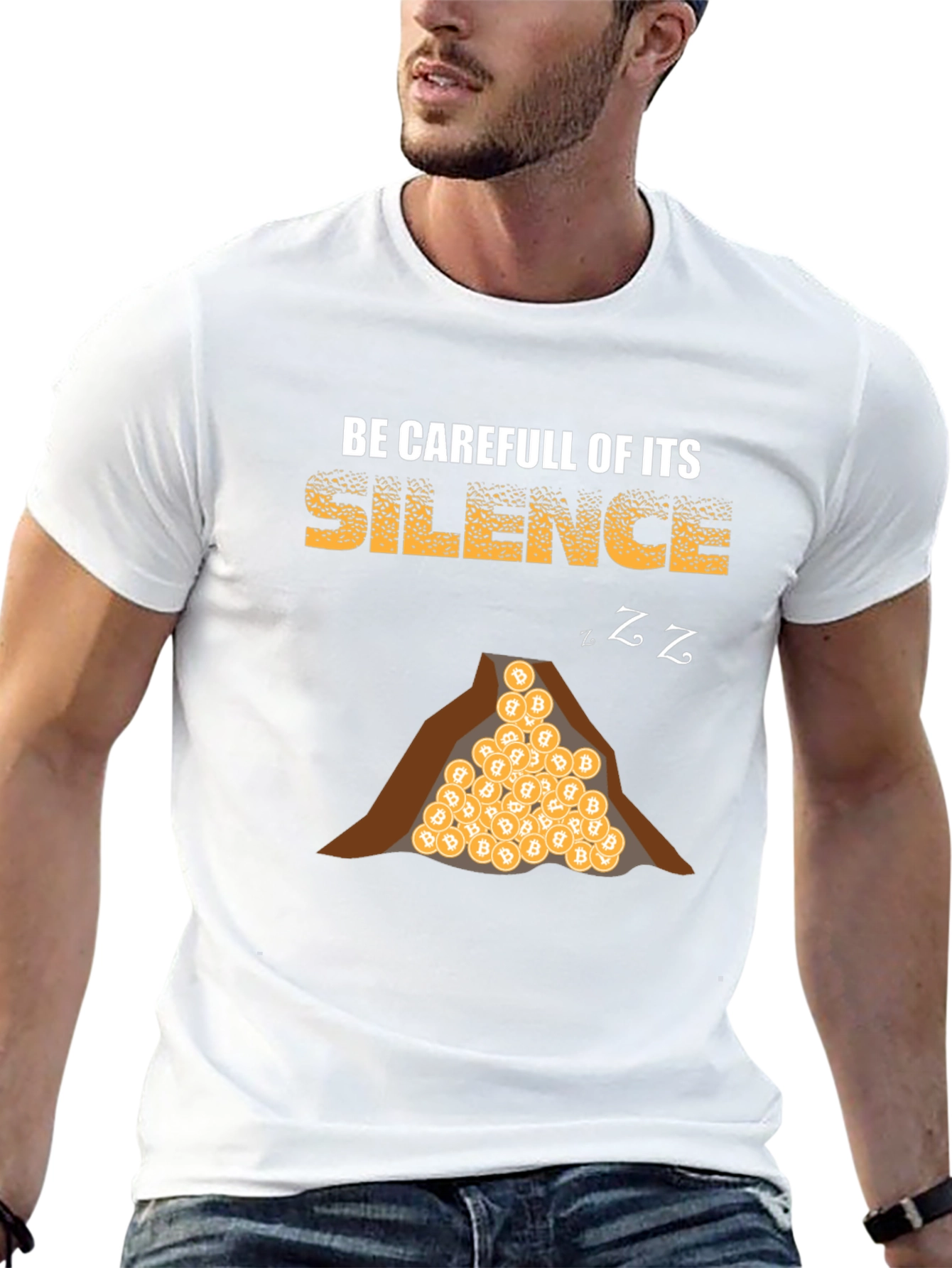 Bitcoin Silence Mens T-Shirt - Crypto Warning Tee
