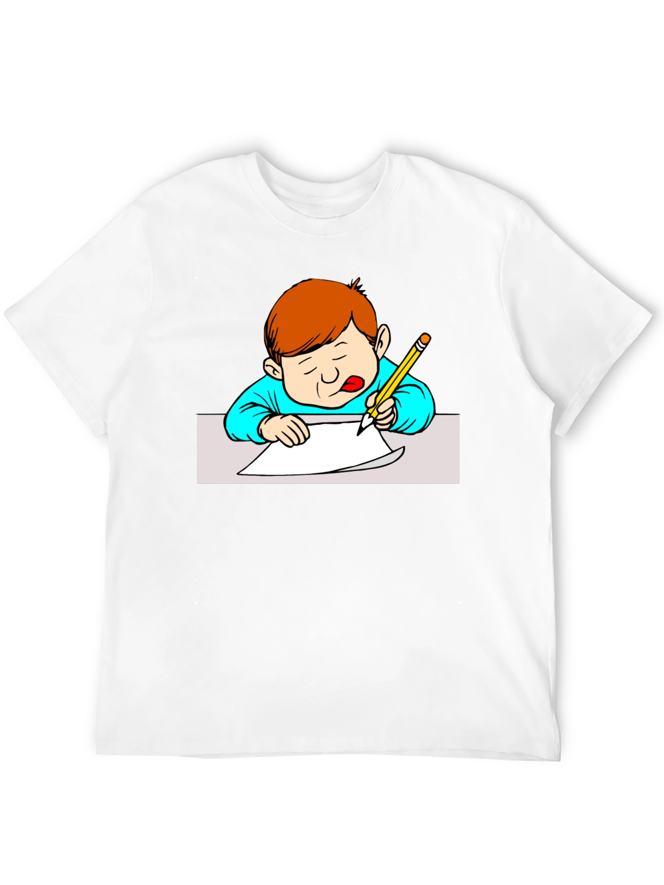 Boy Writing Black T-Shirt