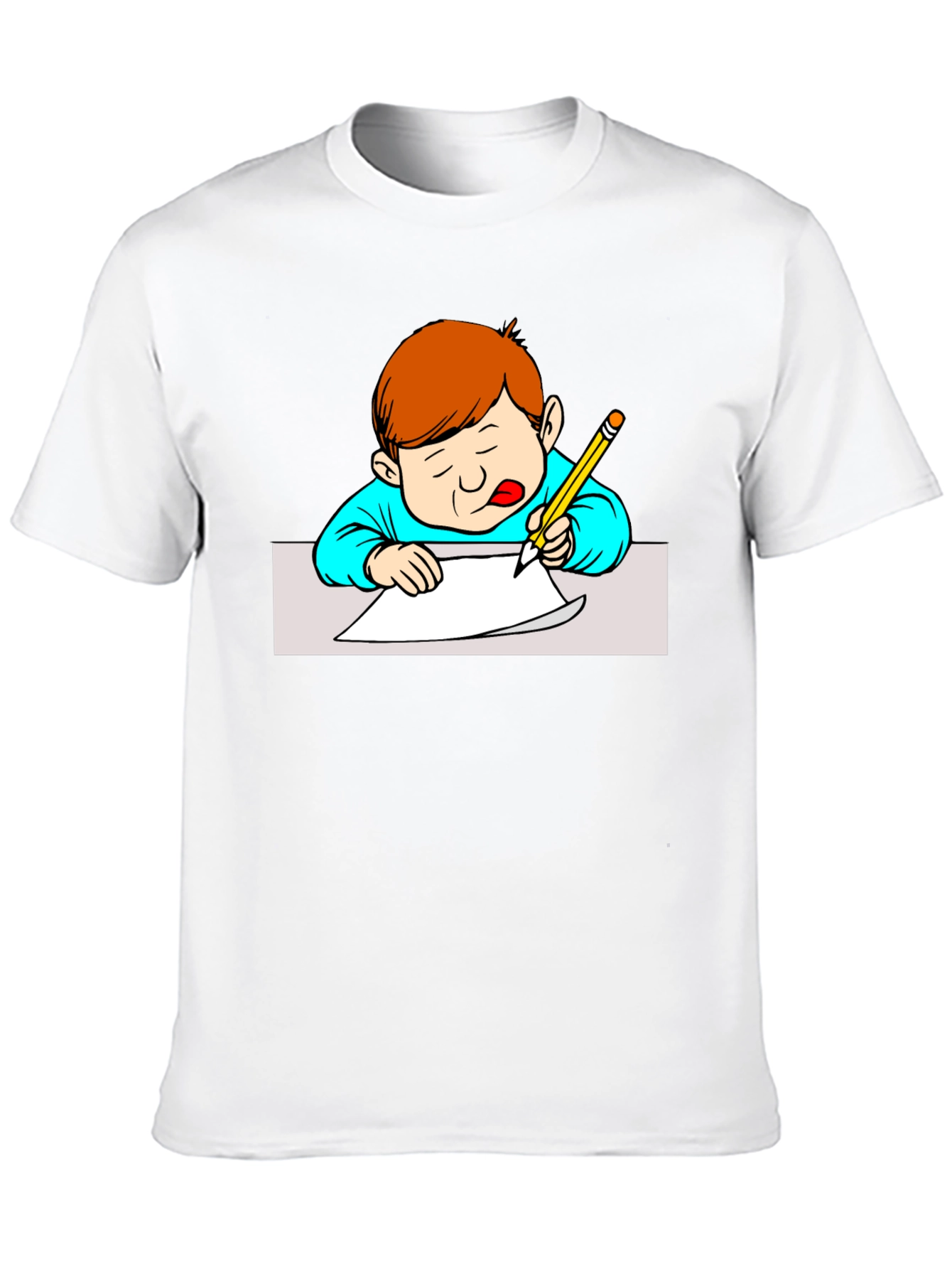 Boy Writing Black T-Shirt