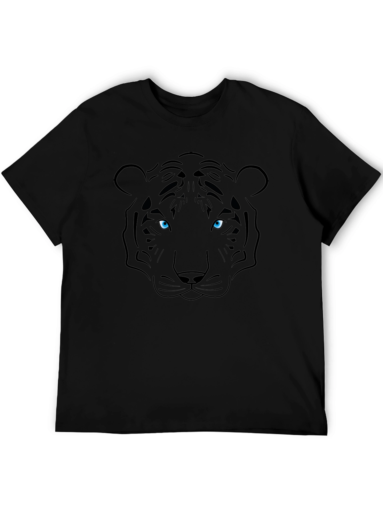 Black Tiger Graphic Print Crew Neck T-Shirt